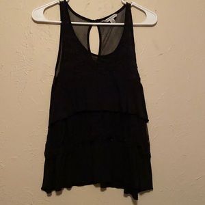 Black ruffle tank top